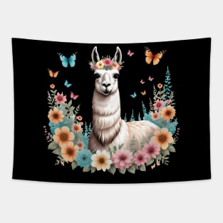 Bohemian Llama in Frowers Tapestry