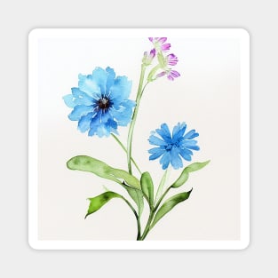 Blue Watercolor Flower Magnet