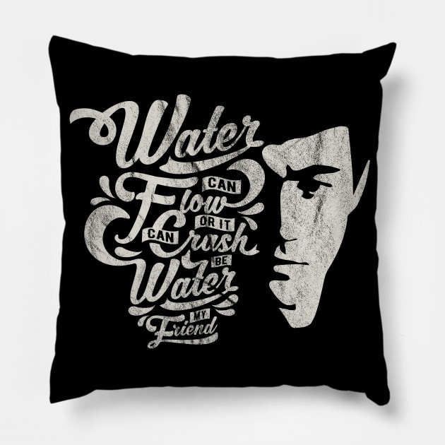 Be Water My Friend Worn Pillow by Alema Art