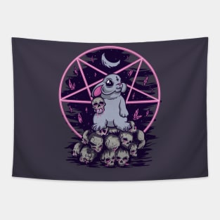 Bun of Magic: Rabbit with Pentagram & Skulls Tapestry