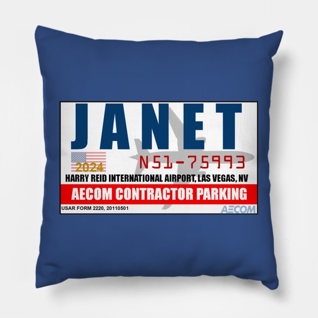 JANET Secret Government Airline Parking Permit Pillow by Starbase79