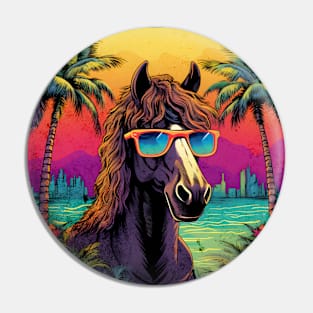 Retro Wave Canadian Horse Good Vibes Pin