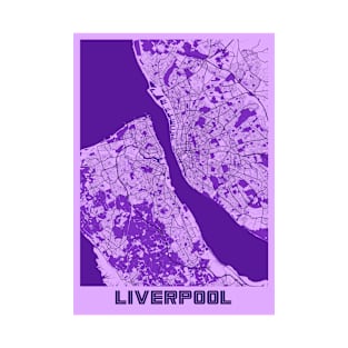 Liverpool - United Kingdom Lavender City Map T-Shirt