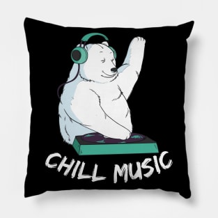 Chill Music DJ Polar Bear Pillow