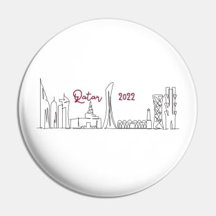 Qatar 2022 - Doha Skyline - Maroon Pin