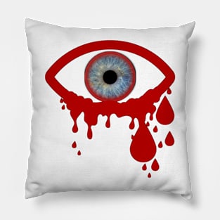 Red eye with bloody tears. Pillow