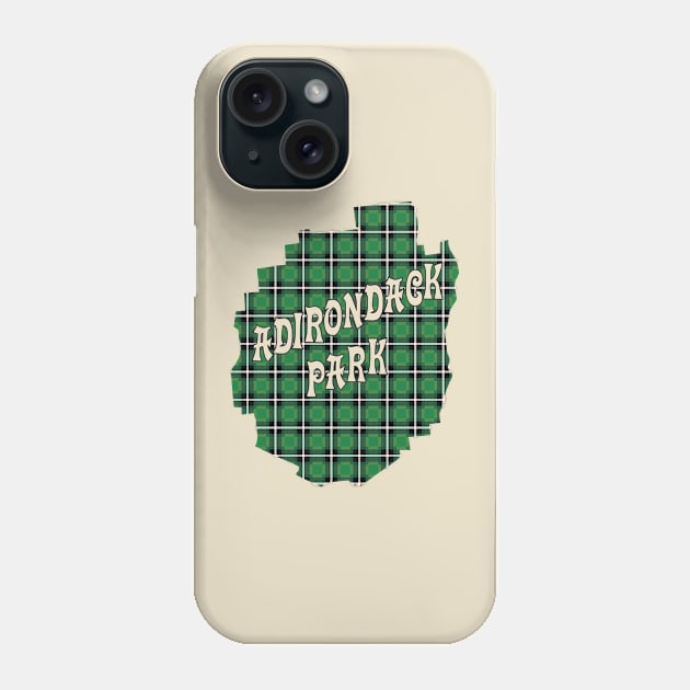 Green Plaid Adirondack Park Text Phone Case by Designs by Dro