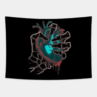 Heartless Skeleton Neon Heart Tapestry