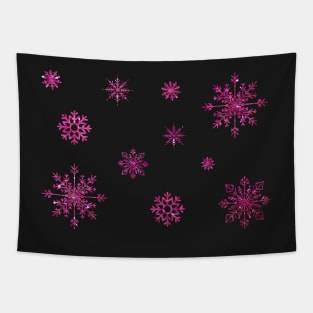 Hot Pink Faux Glitter Snowflakes Tapestry