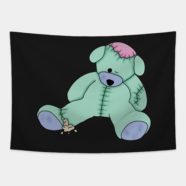 Zombie creepy kawaii teddy bear Tapestry by Becky-Marie