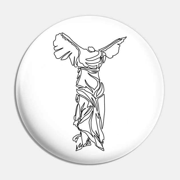 Minimal line illustration of the Winged Victory of Samothrace Pin by THESOLOBOYY