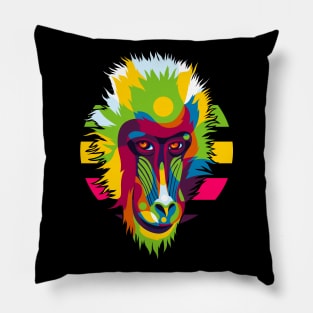 Baboon Head Pop Art Portrait Pillow