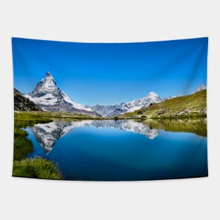 Matterhorn mirroring Swiss Alps / Swiss Artwork Photography Tapestry