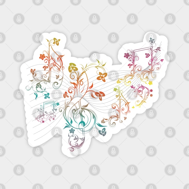 Floral Music Notes Magnet by AnnArtshock