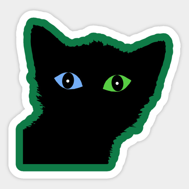 Black Cat With Blue And Green Eyes Black Cat Sticker Teepublic