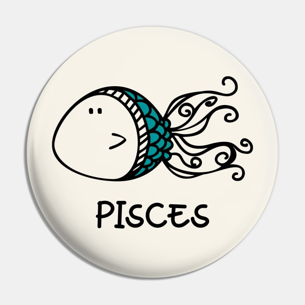 Pisces Doodle Pin by Whimsical Frank