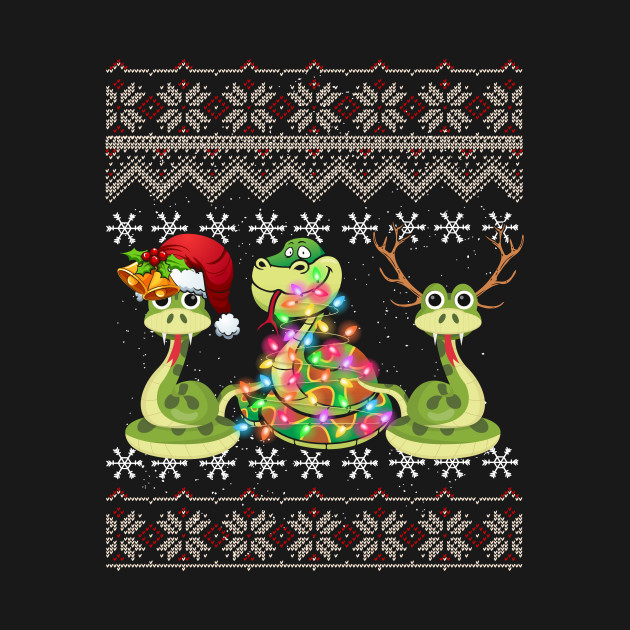 Funny Christmas Three Python Snake Cute Gift Love Lights Santa Hat ...
