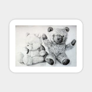 Teddy Bears - charcoal drawing by Avril Thomas Magnet