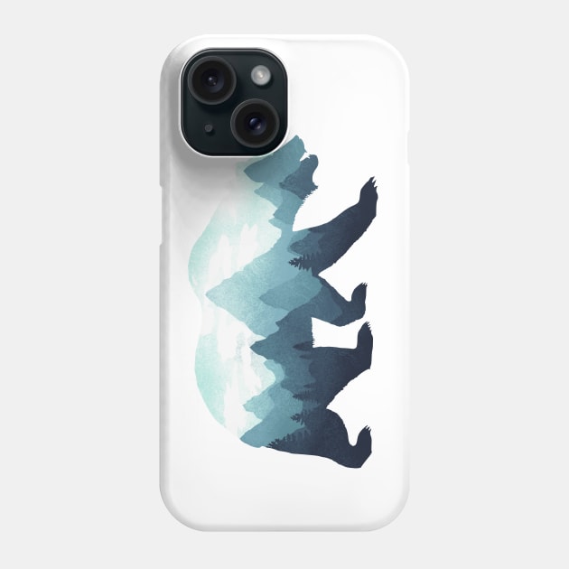 Dramabite Bear Double Exposure Grizzly Surreal Wildlife Animal Phone Case by dramabite