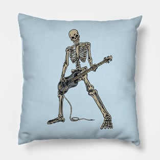 Cool Skeleton Playing Bass Music Instrument Design for Bass Guitarist and Bass Player Gift Pillow