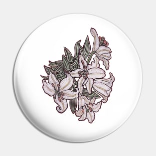 White Lillies Bouquet Pin