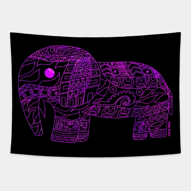 Deep purple elephant ecopop Tapestry by jorge_lebeau