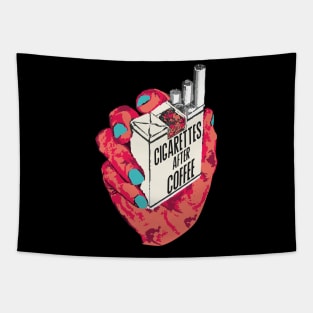 Cigarettes After Coffee Vintage Aesthetic Retro Art for Caffeine and Nicotine Addict Tapestry