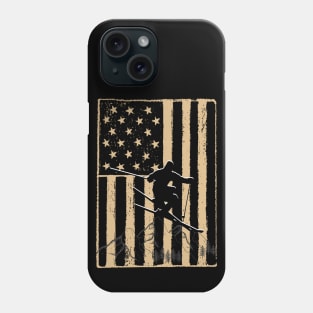 Vintage Skiing Us Flag Phone Case