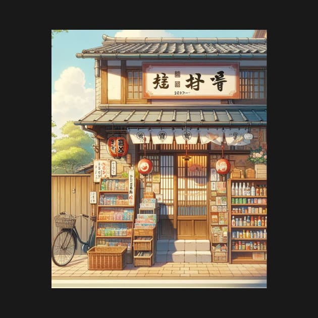 A Japanese Genarel Store - Anime Drawing by AnimeVision