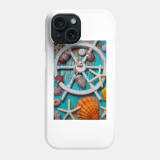 White Ships Wheel And Seashells Phone Case