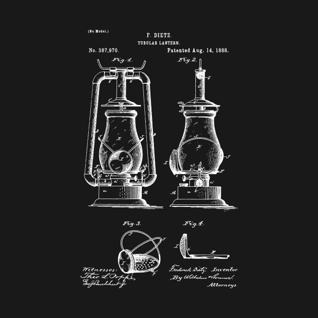 Vintage Tubular lantern 1888, Lantern patent, Vintage Inventions Blueprint by Anodyle