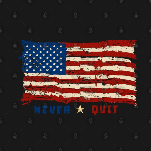American Flag - Never Quit by sticker happy