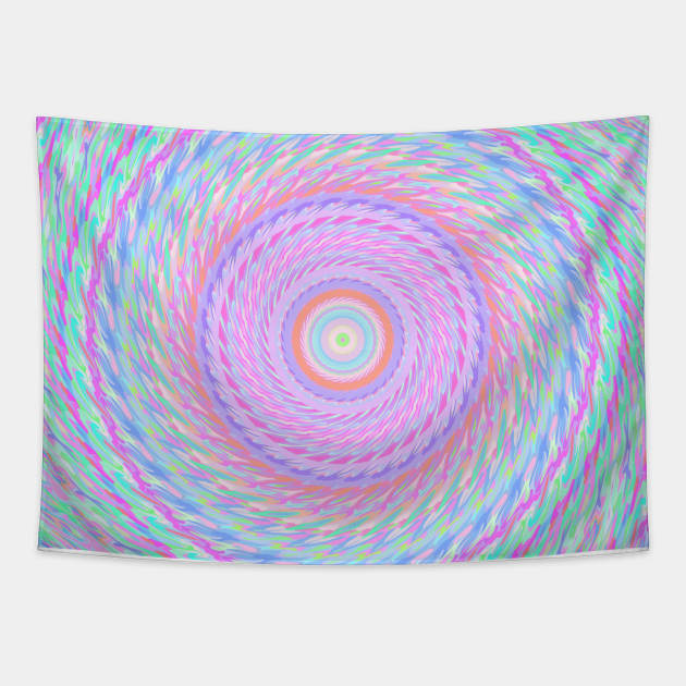 Funky Vibrant Trippy Spiral Mandala Tapestry by Kaleiope_Studio