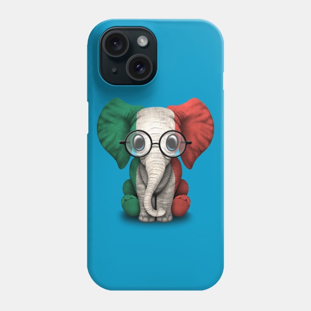 Baby Elephant with Glasses and Italian Flag Phone Case by jeffbartels