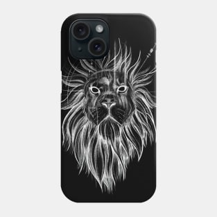 Sketch Style Lion with Geometrical Lines Phone Case