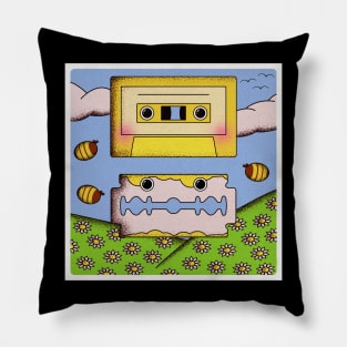 Cassette Tape and Razor with Flowers And Bees Pillow