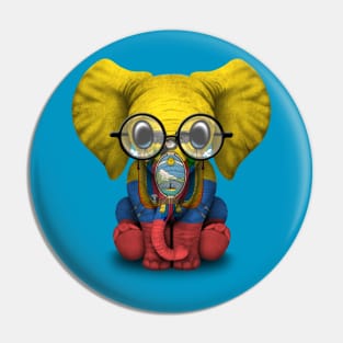 Baby Elephant with Glasses and Ecuadorian Flag Pin