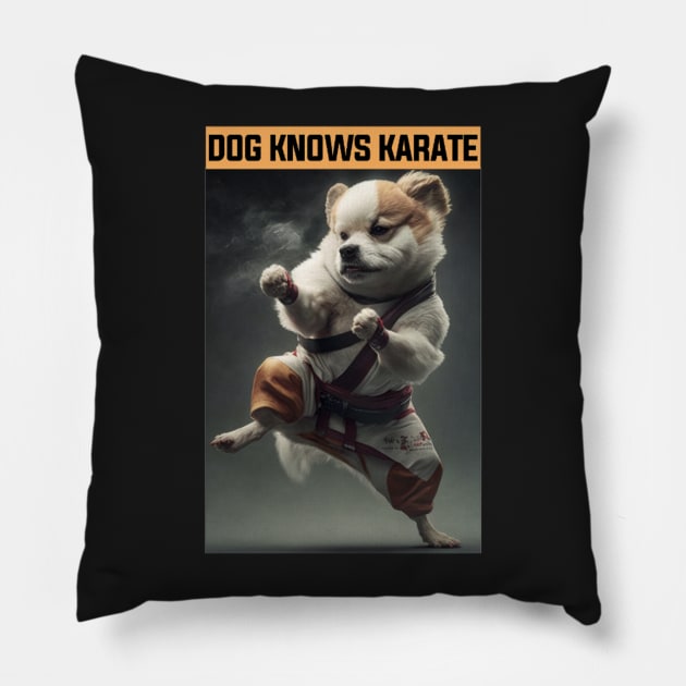 Dog Knows Karate Funny Dog Pillow by FogHaland86