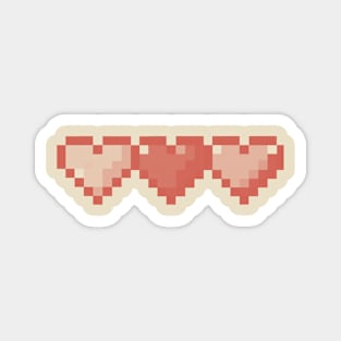 Beige Hearts in a Row Pixel Art Magnet