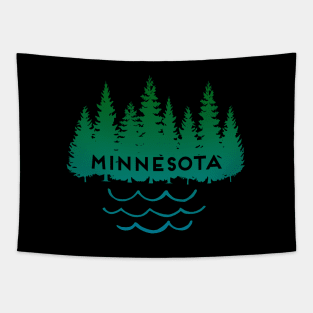 Minnesota Tree Silhouette Lake Nature Outdoors Souvenir Tapestry