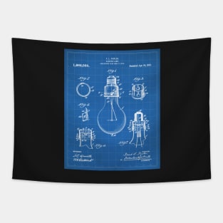 Electric Lamp Patent - Housewarming Home Hallway Art - Blueprint Tapestry