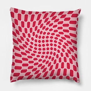 Red and pink twisted checkerboard Pillow