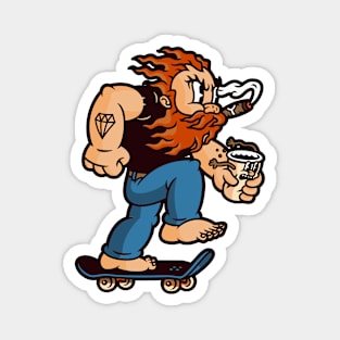 Retro Gingerbeard Man on Skateboard Magnet