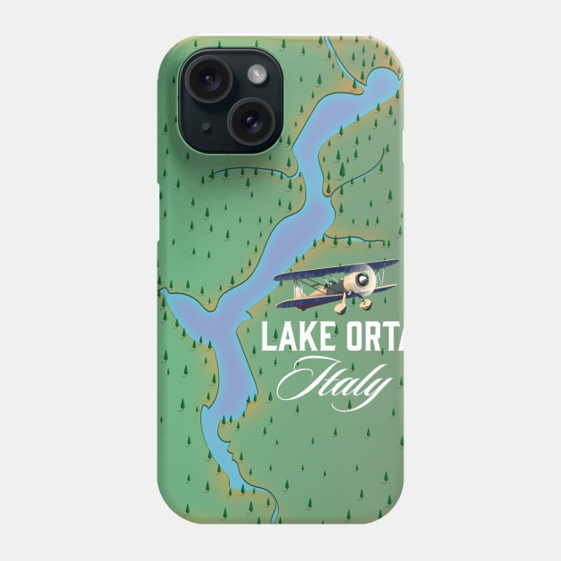 Lake Orta Italy lake map Phone Case by nickemporium1