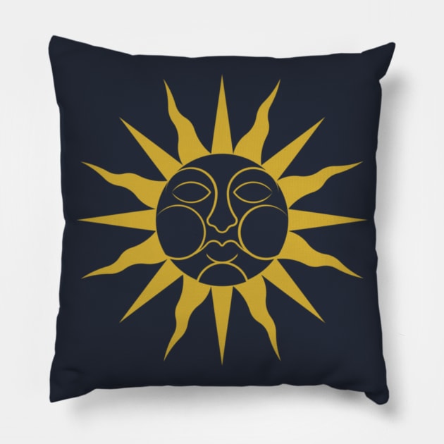 Folk Horror Wickerman Sun Sigil Pillow by Ricardo77