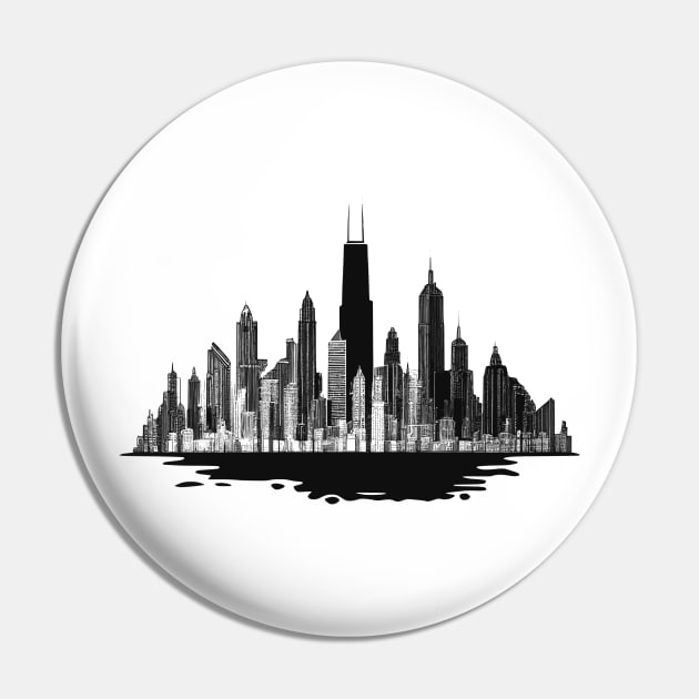 Abstract Chicago Cityscape Pin by HappyDigital