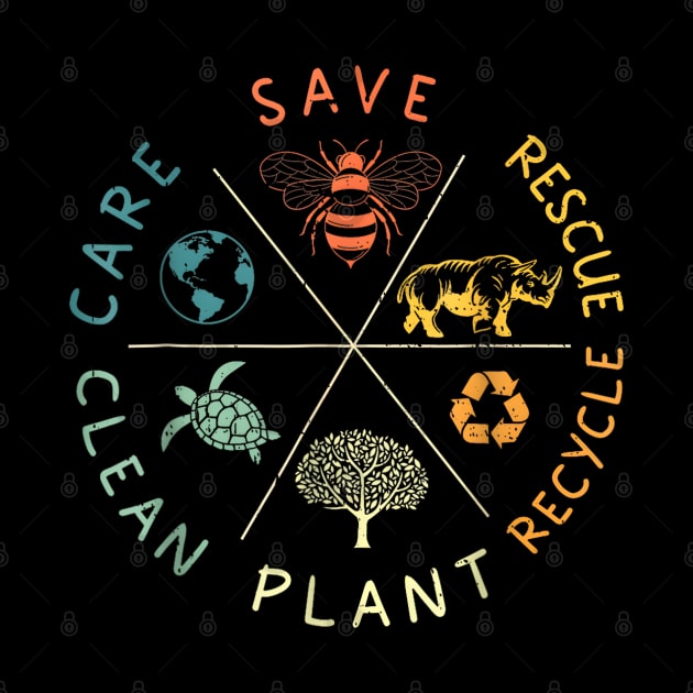 Save Bees Rescue Animals Recycle Plastic Earth Day 2024 Vintage by lunacreat