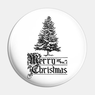 Merry Christmas with Conifer Tree Pin