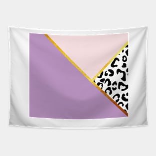 Copy of Abstract black and white leopard print, color blocking purple Tapestry