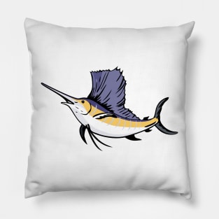 Sailfish Fish Jumping Retro Pillow